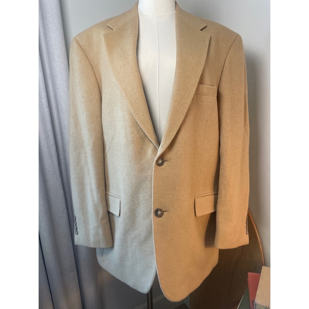 Men's Classic Vintage Camel Hair Wool Blazer Single-Breasted Jacket 42S Unisex